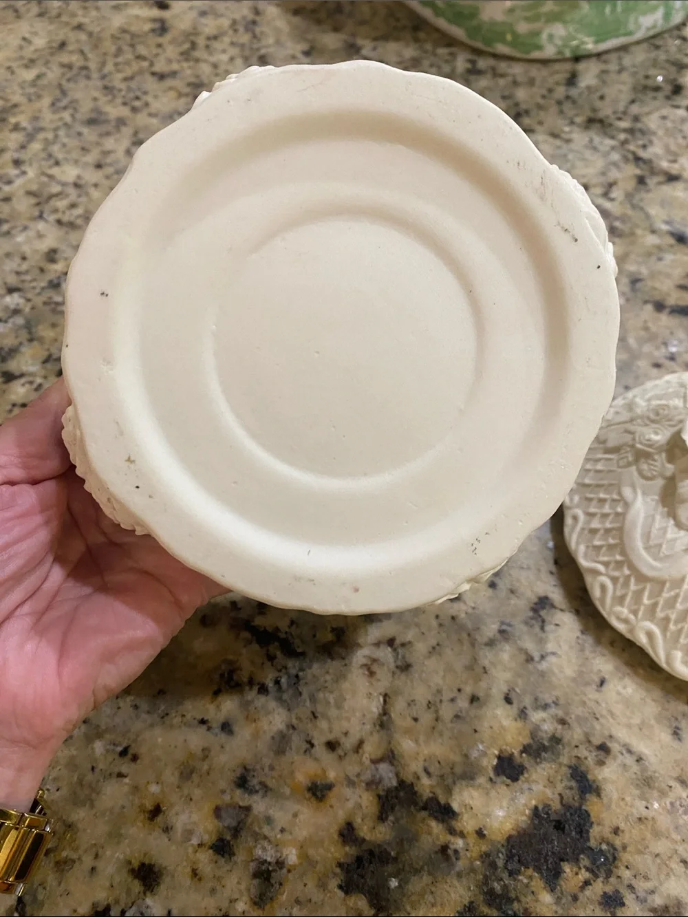 White Porcelain Bisque Trinket Box Container Jar Flowers Floral Round Vintage